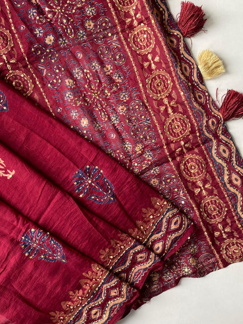 Flower Aura Elegance Chanderi Cotton Saree